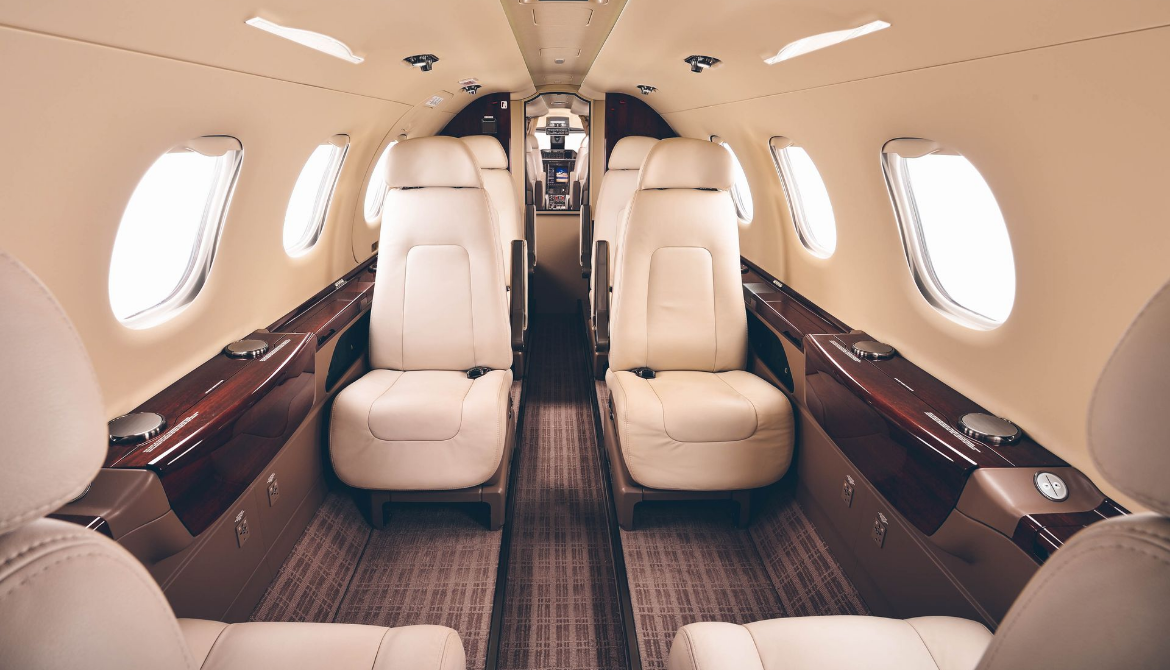 Inside of a jetaxess Charter Flight